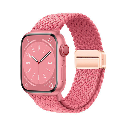 Watch 10 46mm KRD-134 Örgü Tasarımlı Hasır Kordon Strap Kayış - Pembe