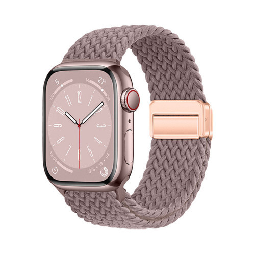 Watch 10 42mm KRD-134 Örgü Tasarımlı Hasır Kordon Strap Kayış - Mor