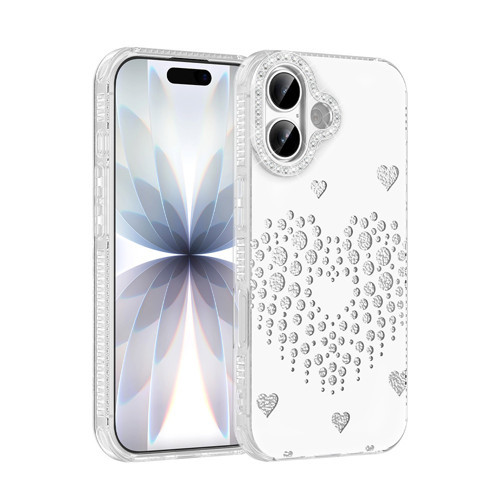 iPhone 17 Kılıf Damla Taşlı Rivas Sert PC Kılıf - Beyaz