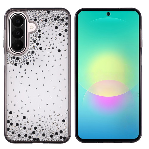 Galaxy A27 Kılıf Airbag Tasarımlı Damla Taşlı Şeffaf Pera Silikon Kılıf - Siyah