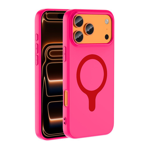 iPhone 18 Pro Kılıf M-Safe Şarj Özellikli Aris Silikon Kılıf - Koyu Pembe