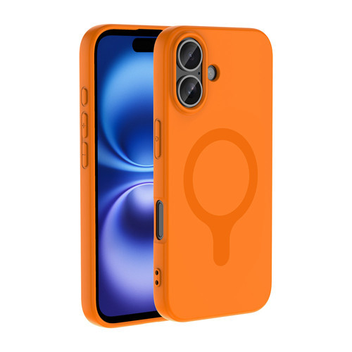 iPhone 17 Kılıf M-Safe Şarj Özellikli Aris Silikon Kılıf - Turuncu
