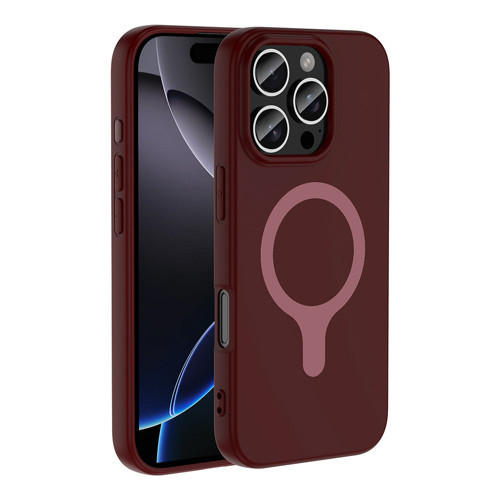 iPhone 16 Pro Kılıf M-Safe Şarj Özellikli Aris Silikon Kılıf - Mürdüm