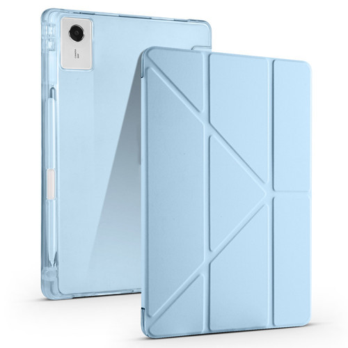 Lenovo Idea Tab Plus 12.1 Kılıf Tri Folding Kalem Bölmeli Standlı Kılıf - Mavi