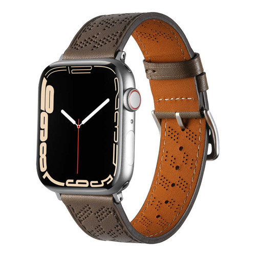  Watch Ultra 49mm KRD-76 PU Deri Kordon Strap Kayış - Gri