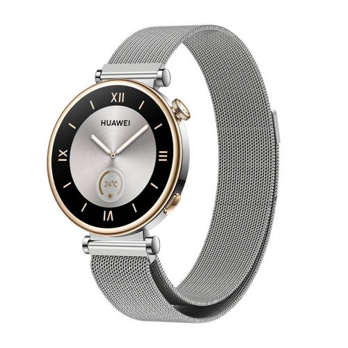 Huawei GT4 41mm KRD-01 18mm Metal Hasır Kordon - Gümüş
