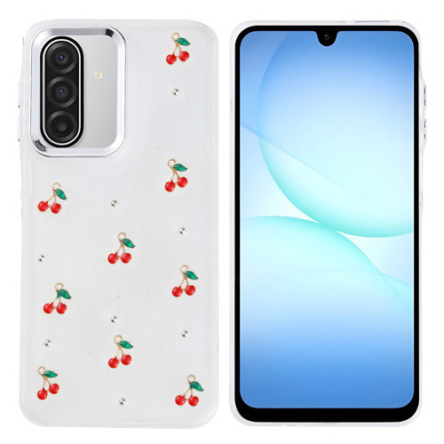 Galaxy A17 Kılıf Airbag Tasarımlı Simli Şeffaf Kutup Kılıf - Kiraz