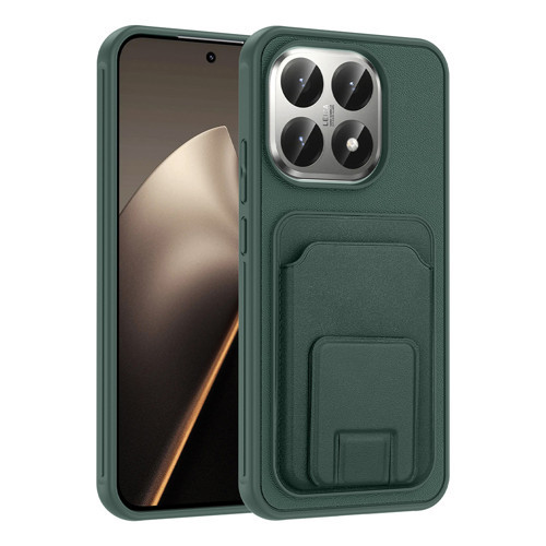 Xiaomi 15T Kılıf Kartlıklı TPU Bikart Kılıf - Koyu Yeşil