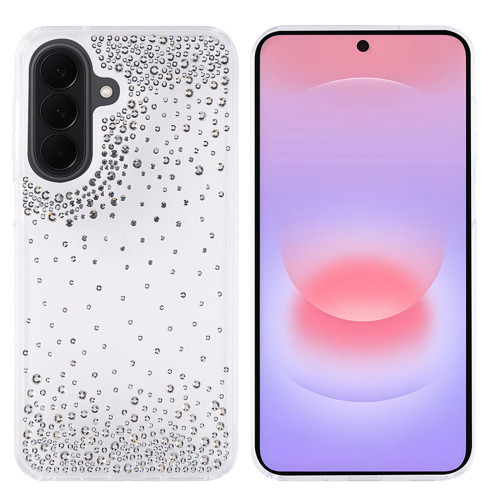Galaxy A57 Kılıf Airbag Tasarımlı Damla Taşlı Şeffaf Pera Silikon Kılıf - Şeffaf
