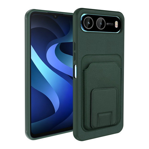 İnfinix Hot 60i 5G Kılıf Kartlıklı TPU Bikart Kılıf - Koyu Yeşil
