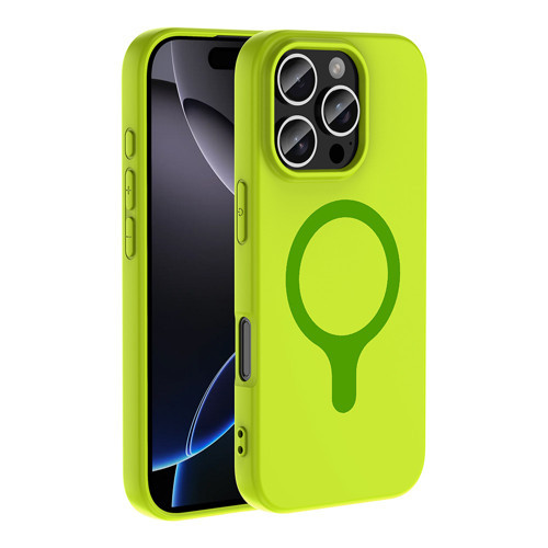 iPhone 16 Pro Kılıf M-Safe Şarj Özellikli Aris Silikon Kılıf - Yeşil