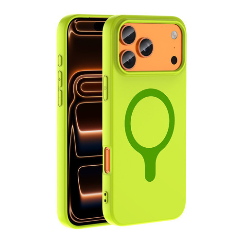 iPhone 18 Pro Kılıf M-Safe Şarj Özellikli Aris Silikon Kılıf - Yeşil