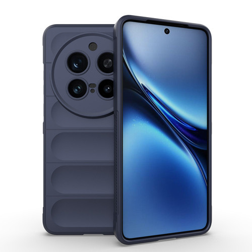 Vivo X200 Pro 5G Kılıf Esnek TPU Oyuklu Arka Yüzey Tasarımlı Etnik Silikon Kılıf - Lacivert
