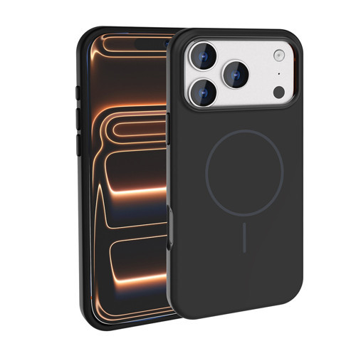 iPhone 18 Pro Kılıf M-Safe Şarj Özellikli Metal Kamera Çerçeveli Edi Silikon Kılıf - Siyah