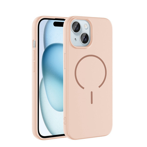 iPhone 15 Kılıf M-safe Şarj Özellikli Meta Kılıf - Rose Pembe
