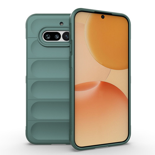 Nothing Phone 4A Kılıf Esnek TPU Oyuklu Arka Yüzey Tasarımlı Etnik Silikon Kılıf - Koyu Yeşil