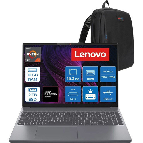 Ideapad Slim 3 15ARP10 Amd Ryzen 7 170 16GB Ddr5 2tb SSD 15.3" Wuxga (1920X1200) IPS 300NITS Freedos Taşınabilir Bilgisayar 83K700PSTRF04+ZETTAÇANTA