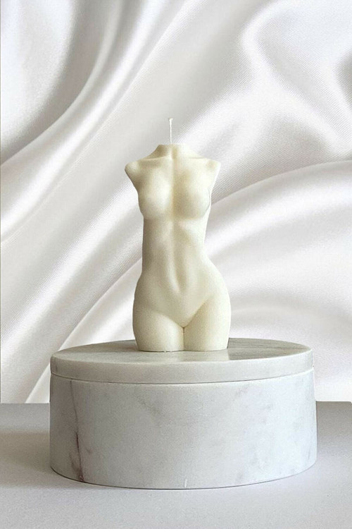 Beyaz Kokulu Venüs Kadın Dekoratif Vücut Mum - 10 Cm