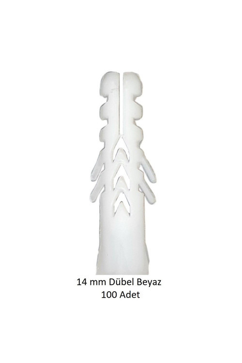 Dübel, 14 Mm Plastik Beyaz Dübel 100 Adet