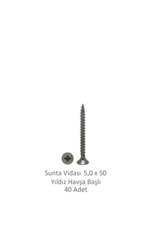 Sunta Vidası 5,0X50, 40 Adet Tam Diş SNT YHB Vida