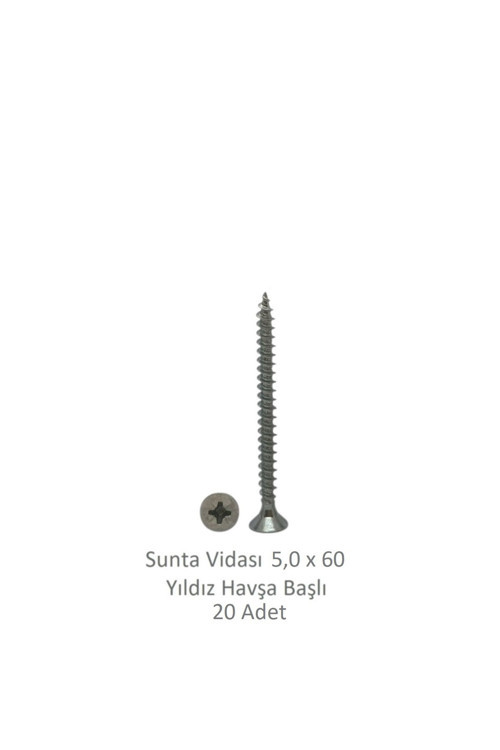 Sunta Vidası 5,0 x 60 mm 20 Adet YHB Vida