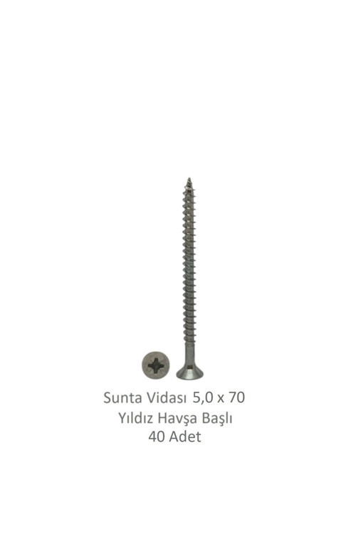Sunta Vidası 5,0 x 70 mm 40 Adet YHB Vida