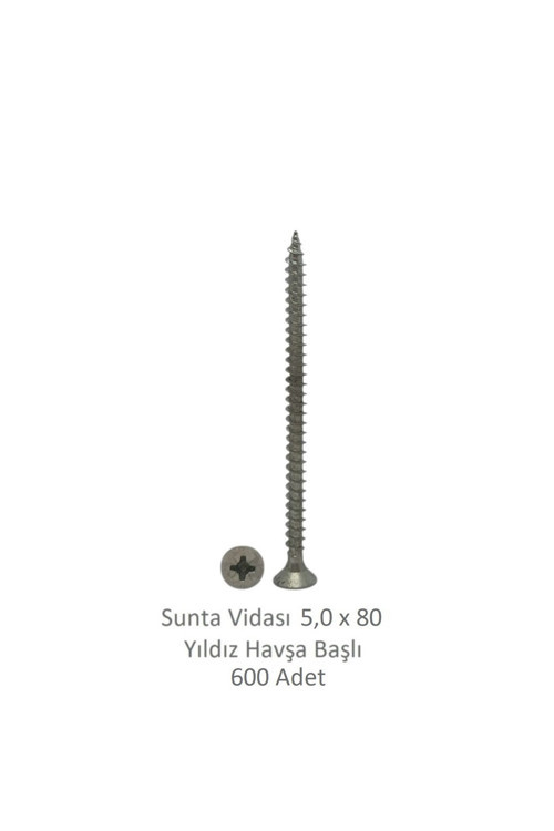 Sunta Vidası 5,0x80, 600 Adet Tam Diş Snt Yhb Vida