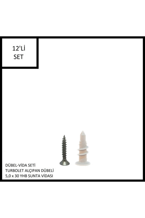 Turbolet Dübel Vida Seti 12 Adet, Turbulet Dübel 5,0x30 Vida,