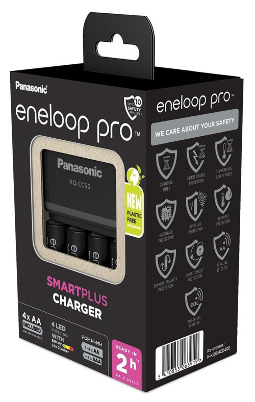 Eneloop BQ CC55 Şarj Edilebilir 2500mAh Pil NiMH AA (4'lü + Şarj Aleti ile)