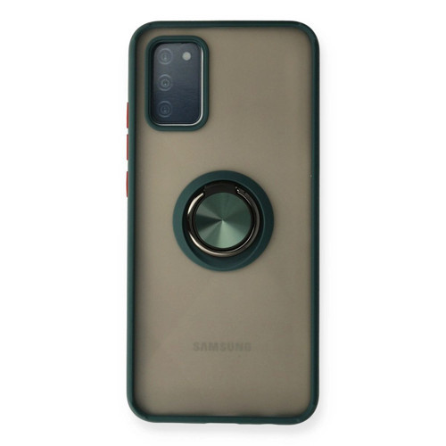 Samsung Galaxy A02s Kılıf Montreal Yüzüklü Silikon Kapak - Yeşil