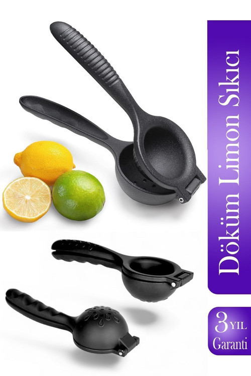 Anushka Home Lüx Demir Döküm Limon Sıkacağı Limon Presi Büyük Boy 24 Cm, Siyah Metal Naranciye