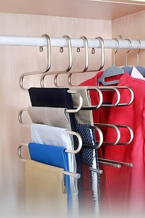 Pantolon Askısı 5 Katlı Metal Dolap İçi Akıllı Krom Askı Pantolon Askısı 5 Katlı Düzenleyici Model