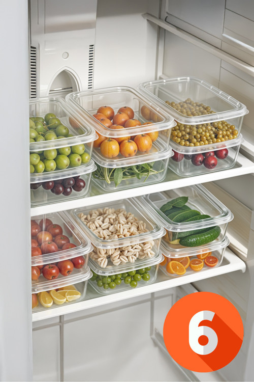 Buzdolabı Saklama Organizer, Kendinden Kapaklı, Mikrodalga Ve Buzluğa Uygun, 6 Adet 1350Ml