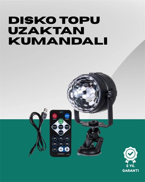 7 Farklı Aydınlatma Modu ve Ses Sensörlü Disko Topu Lambası