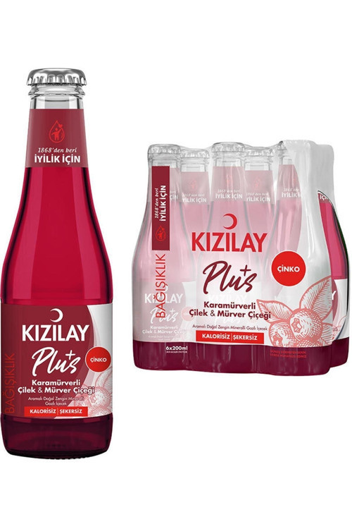 Plus Karamürverli Çilek Ve Mürver Çiçeği Aromalı Maden Suyu 200 ml 6'lı