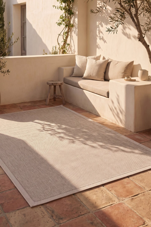 Dekorenti Siena 3702 Bej Sisal Halı – Açık Çerçeveli Modern Mutfak ve Koridor Halısı