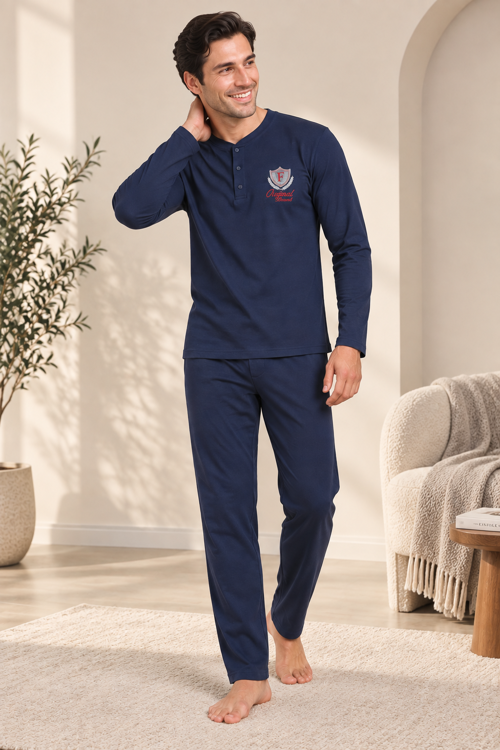 Falkom 5805 İnterlok Kışlık Kalın Kumaşlı Erkek Ev Pijama Takımı