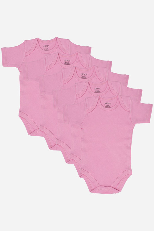%100 Organik Pamuklu Kısa Kollu Bebek Body 5'li Paket