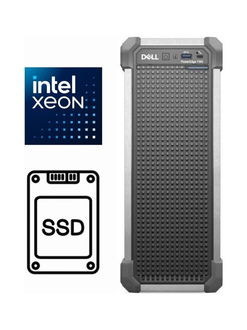 Poweredge T160 Intel Xeon 6315P PROMOT160SPL1-K009 16GB 2*480GB SSD + 2TB HDD FreeDos iDRAC9 Raid 0/1 300W Power Supply Server