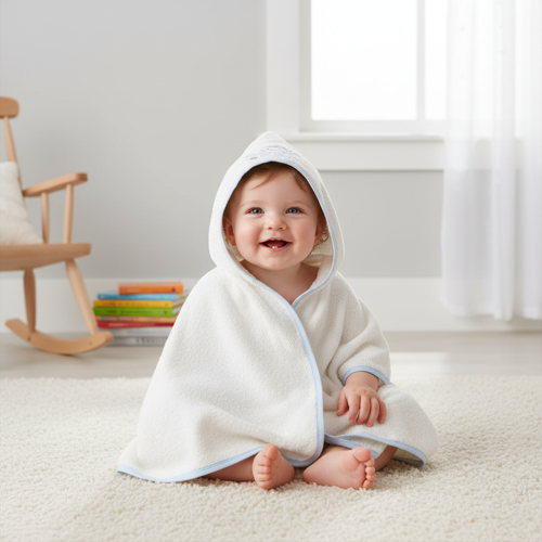 Unisex Yenidoğan Ahtapot Nakışlı Kapüşonlu Havlu