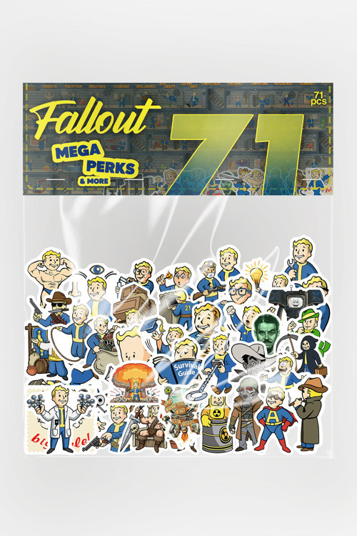 Fallout Mega Perks & More 71 Parça Kaliteli Su Geçirmez Etiket Seti