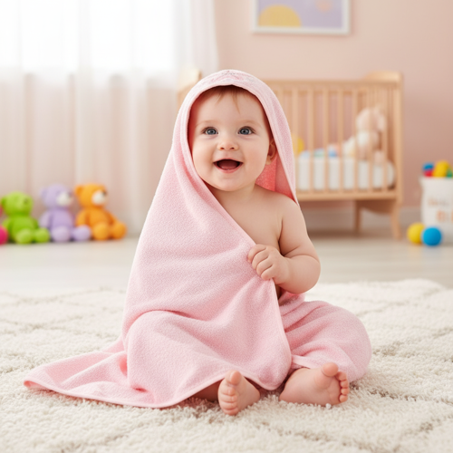Unisex Yenidoğan Kapüşonlu Nakışlı Bebek Havlusu