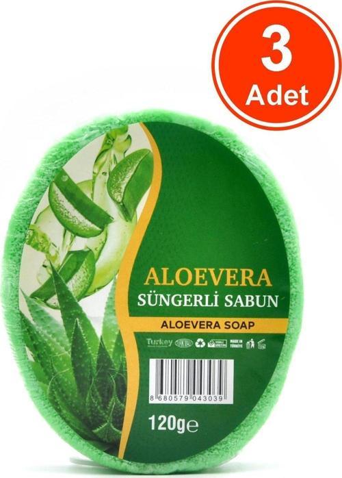 Aloevera Özlü Süngerli Sabun Banyo Duş Sabunu 120 G x 3 Adet