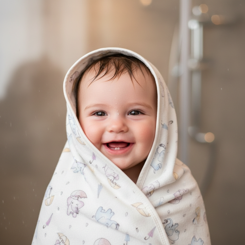 Unisex Yenidoğan Bebek Battaniyesi Fil Desenli Pamuklu
