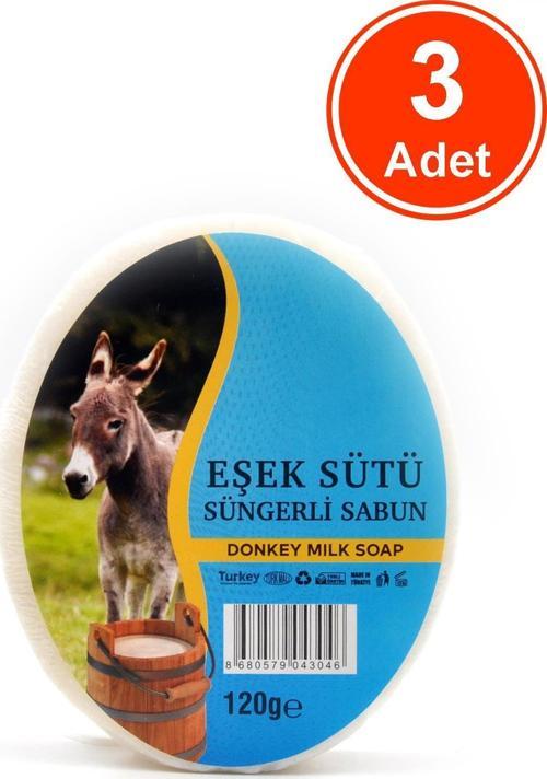 Eşek Sütü Özlü Süngerli Sabun Banyo Duş Sabunu 120 G x 3 Adet