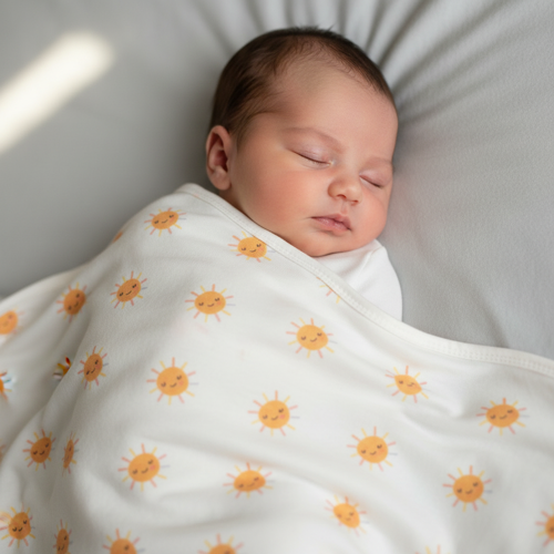 Unisex Yenidoğan Bebek Battaniyesi Güneş Desenli Pamuklu