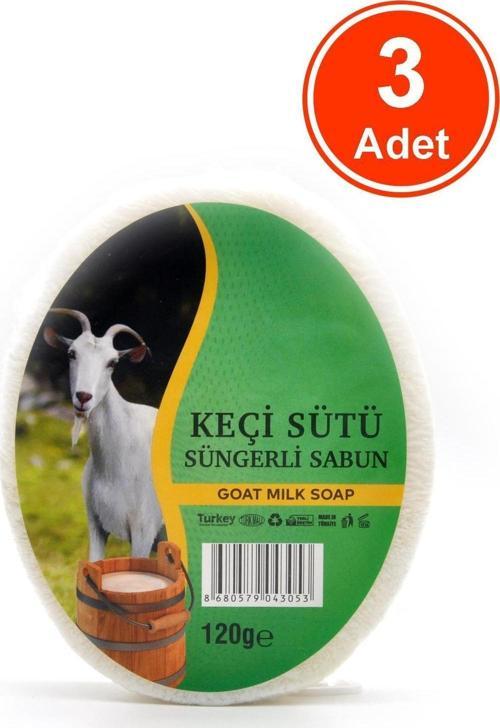 Keçi Sütü Özlü Süngerli Sabun Banyo Duş Sabunu 120 G x 3 Adet