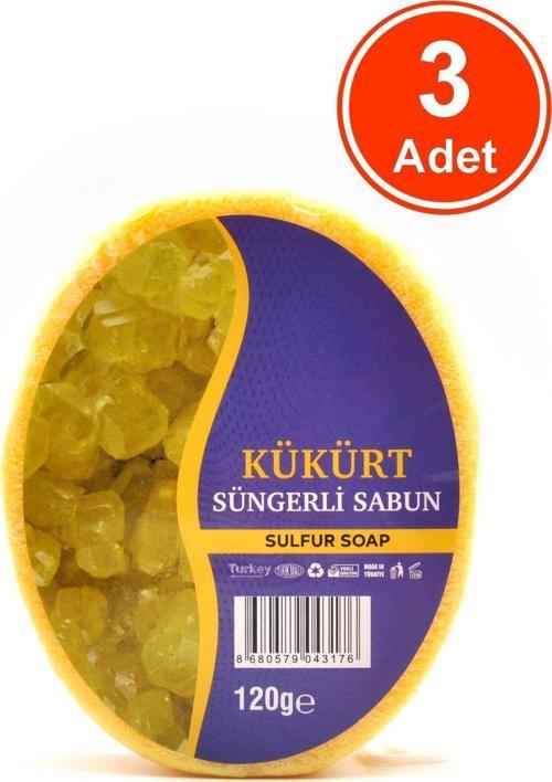 Kükürt Özlü Süngerli Sabun Banyo Duş Sabunu 120 G x 3 Adet