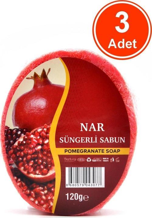 Nar Özlü Süngerli Sabun Banyo Duş Sabunu 120 G x 3 Adet