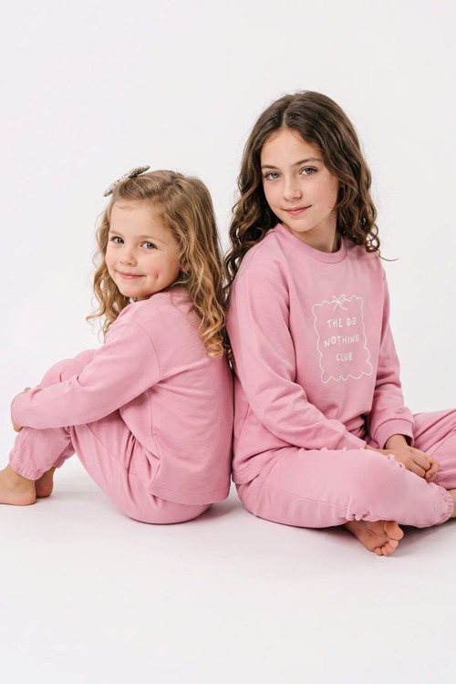 Kız Çocuk The Do Nothing Club Baskılı Uzun Kollu Pijama Takımı
